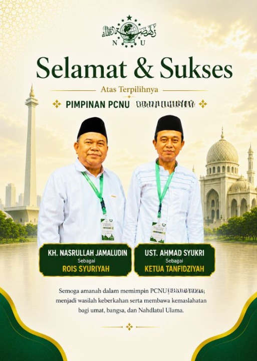 PCNU  Pengurus Cabang Kabupaten Bangkalan Rois Syuriyah KH Nasrullah Jamaludin dan Ketua Tanfidziyah Ust Ahmad Syukri